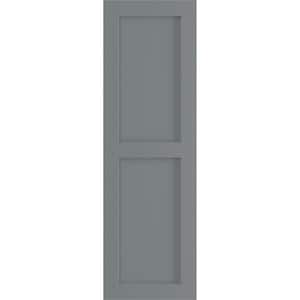 12 in. x 37 in. PVC True Fit Two Equal Flat Panel Shutters Pair in Ocean Swell
