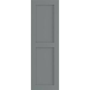 12 in. x 40 in. PVC True Fit Two Equal Flat Panel Shutters Pair in Ocean Swell