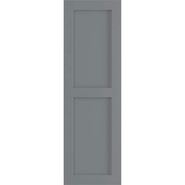 Ekena Millwork 12 in. x 69 in. PVC True Fit Two Equal Flat Panel Shutters Pair in Ocean Swell