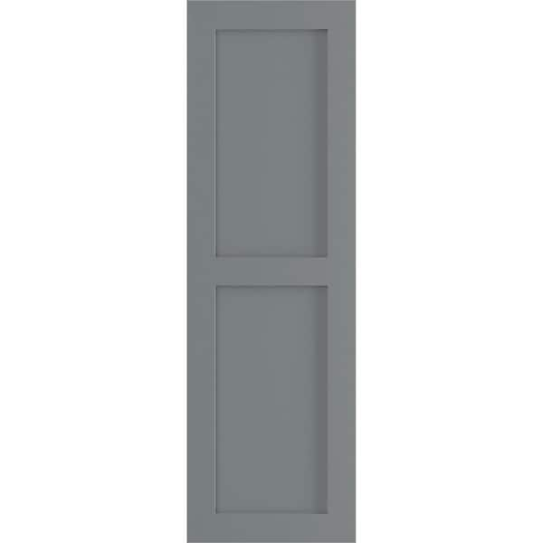 Ekena Millwork 12 in. x 77 in. PVC True Fit Two Equal Flat Panel Shutters Pair in Ocean Swell