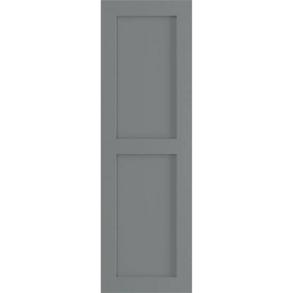 Ekena Millwork 18 in. x 66 in. True Fit PVC 2 Equal Flat Panel Shutters Pair in Ocean Swell