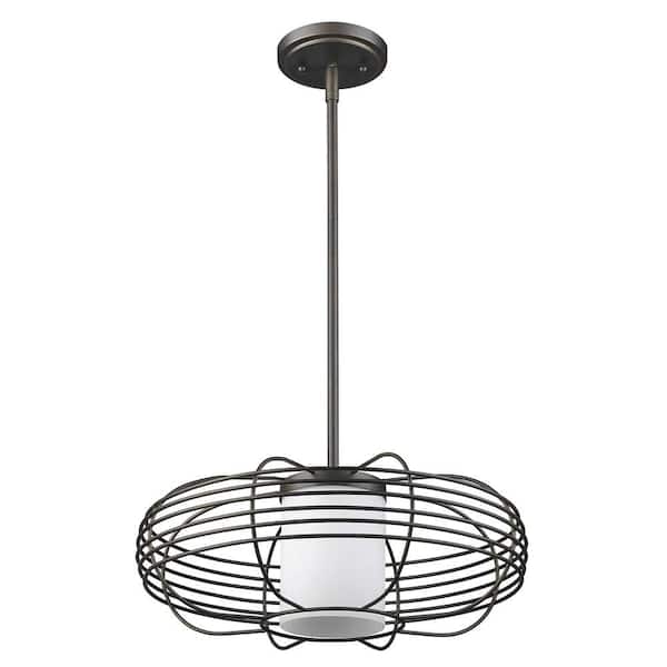 100-Watt 1-Light Bronze Pendant Light with Crystal, No Bulbs Included