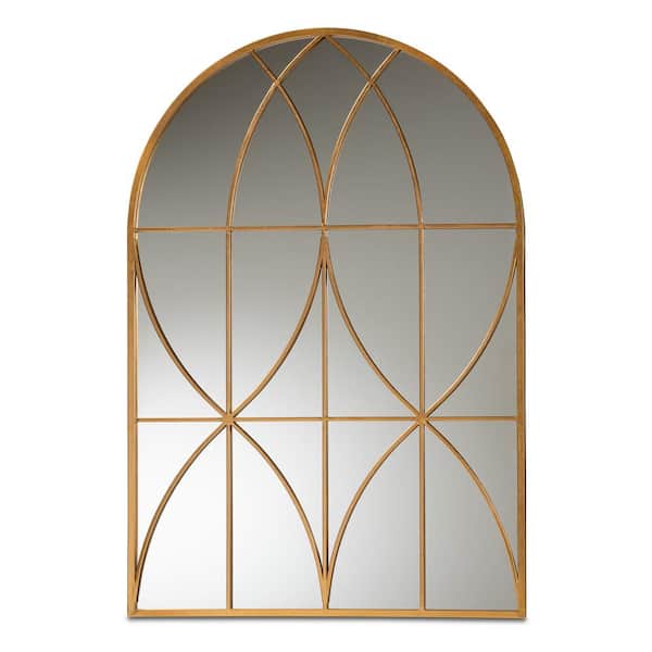 Baxton Studio Celerina 47.1 in. x 32 Modern Arch Metal Frame Accent Mirror