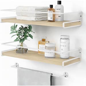 15.7 in. W x 6 in. D Natural Wood Decorative Wall Shelf (Set of 2)
