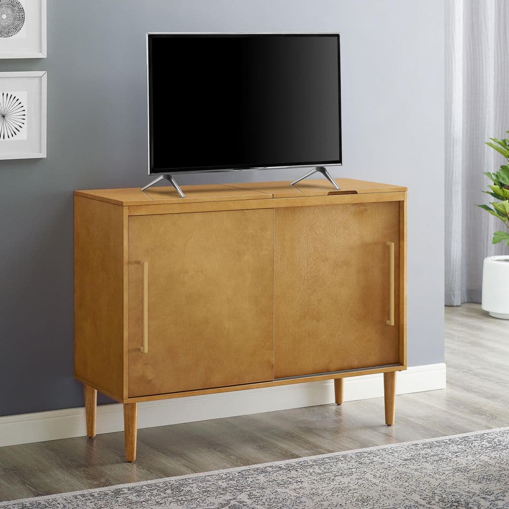 Mid-Century Modern Acorn Wood Everett Media Console with Storage