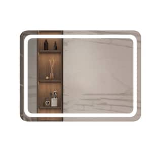 35 in. W x 27 in. H Rectangular Aluminium Framed Dimmable Wall Bathroom Vanity Mirror in Sliver