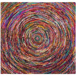 Nantucket Multi 8 ft. x 8 ft. Square Striped Area Rug