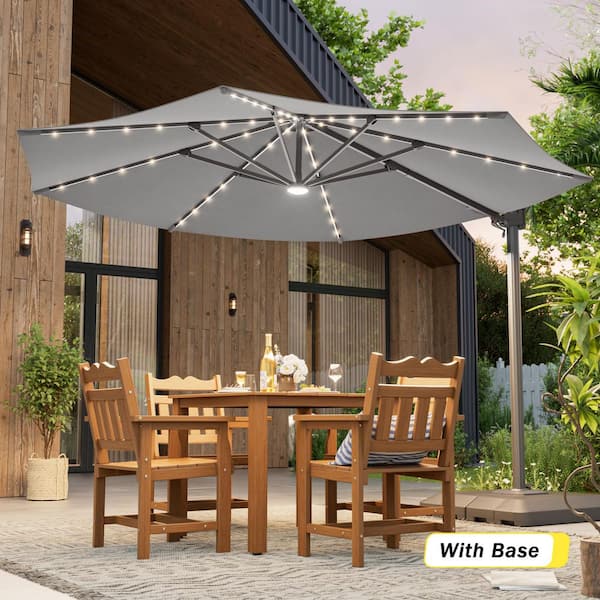 grey solar patio umbrella Best Choice Products 7.5ft Outdoor for Deck, Pool w/ Tilt, Crank, LED Lights Mounted Patio Umbrella is the perfect space 10 Foot Solar Hanging Umbrella
