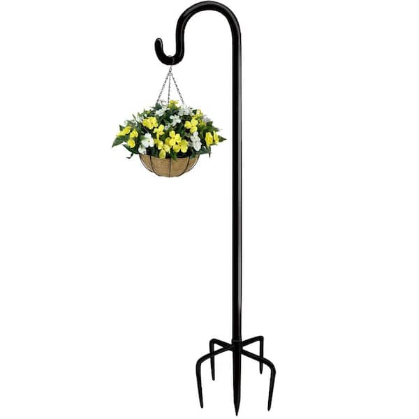 Height 60 in Black Alloy Steel Outdoor Shepherd Hook with 5 Prong Base,  Stake for Bird Feeder Solar Light Plant (2-Pack) CY8GS1YYNG - The Home Depot