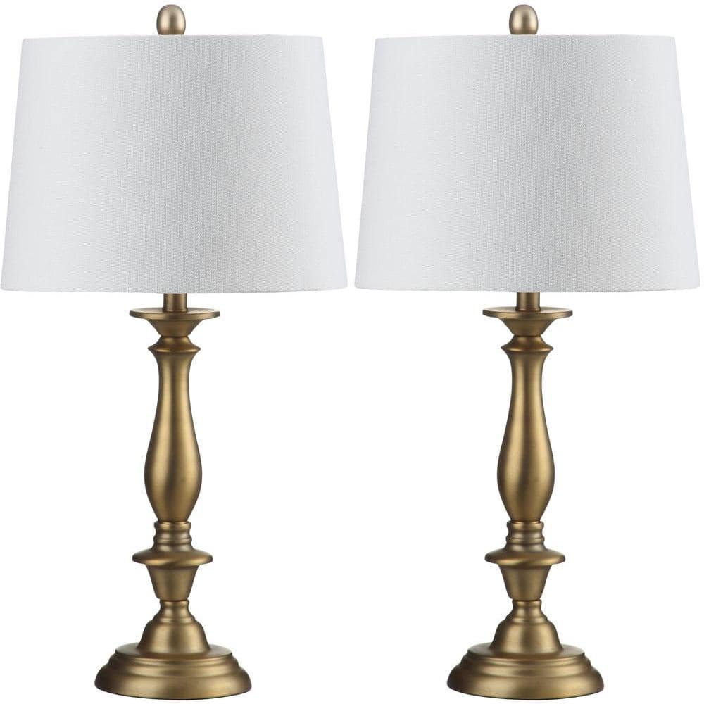Brighton 29" Gold Candlestick Table Lamp Set with White Shades