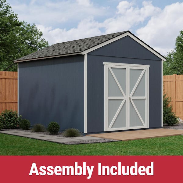 Pro Assembled Rookwood 145 10 ft. W x 12 ft. Wood Shed with High Wind 145 package-Autumn Brown Shingles (120 sq. ft.)