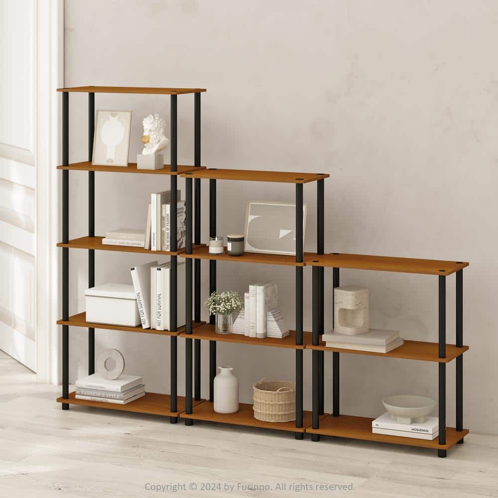 Laminated Black & Light Cherry 5-Tier Round Tube Shelf
