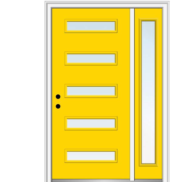 MMI Door 53 in. x 81.75 in. Davina Low-E Glass Right-Hand Inswing 5-Lite Modern Painted Steel Prehung Front Door with Sidelite