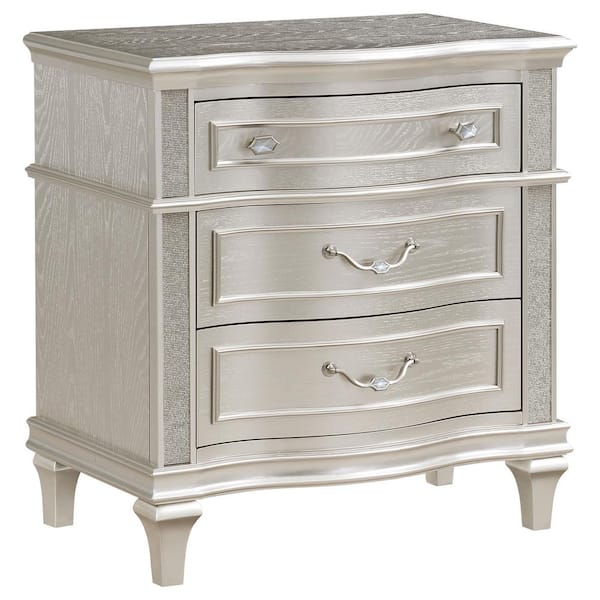 Coaster Evangeline Silver Oak 3-Drawer Nightstand