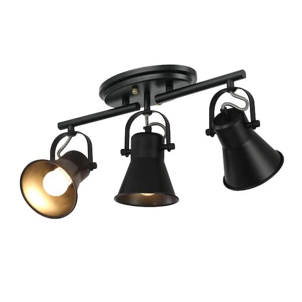 3-Light Black Adjustable Ceiling Track Light Kit for Kitchen, Hallway, Bedroom and Bathroom, E26, 60W