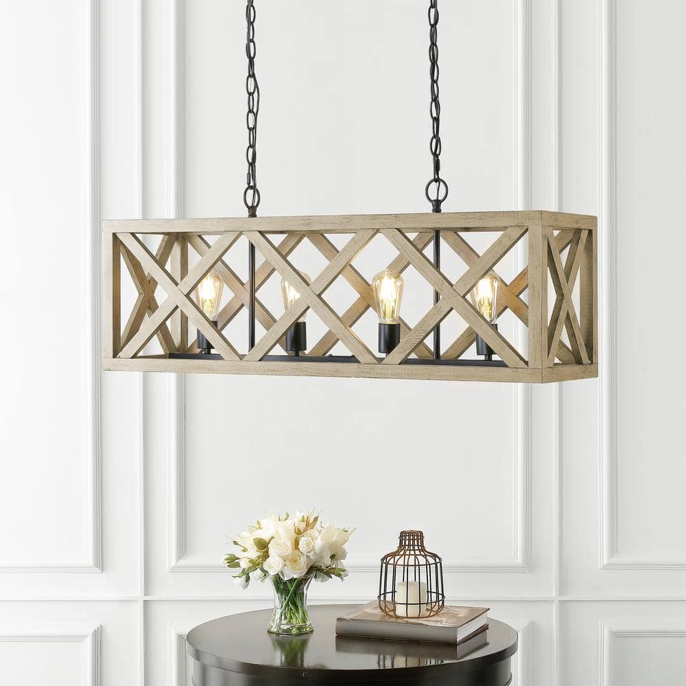 Black and Wood LED Farmhouse Pendant Light