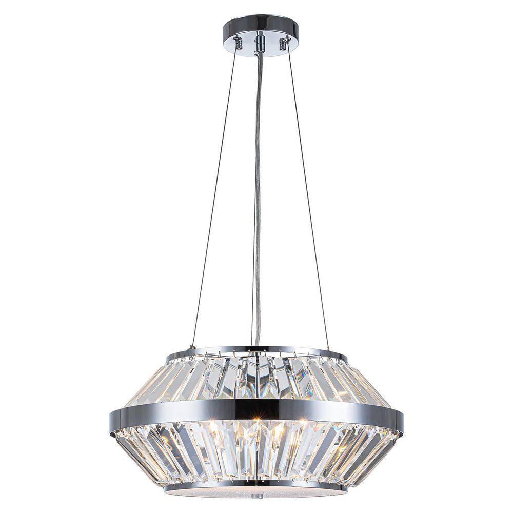 60-Watt 5-Lights Drum-Shaped Pendant Light with Crystal Shade, No Bulbs Inc