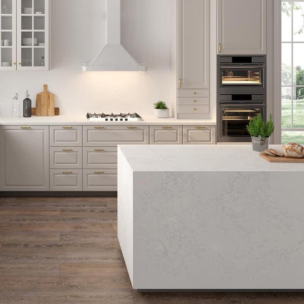 VIATERA 3 in. L x 3 in. D Quartz Countertop Sample in Adagio Gold