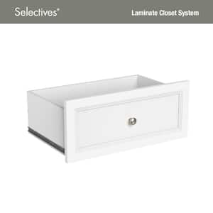 Selectives 10 in. H x 23.5 in. W White Wood Drawer with Silver Handle