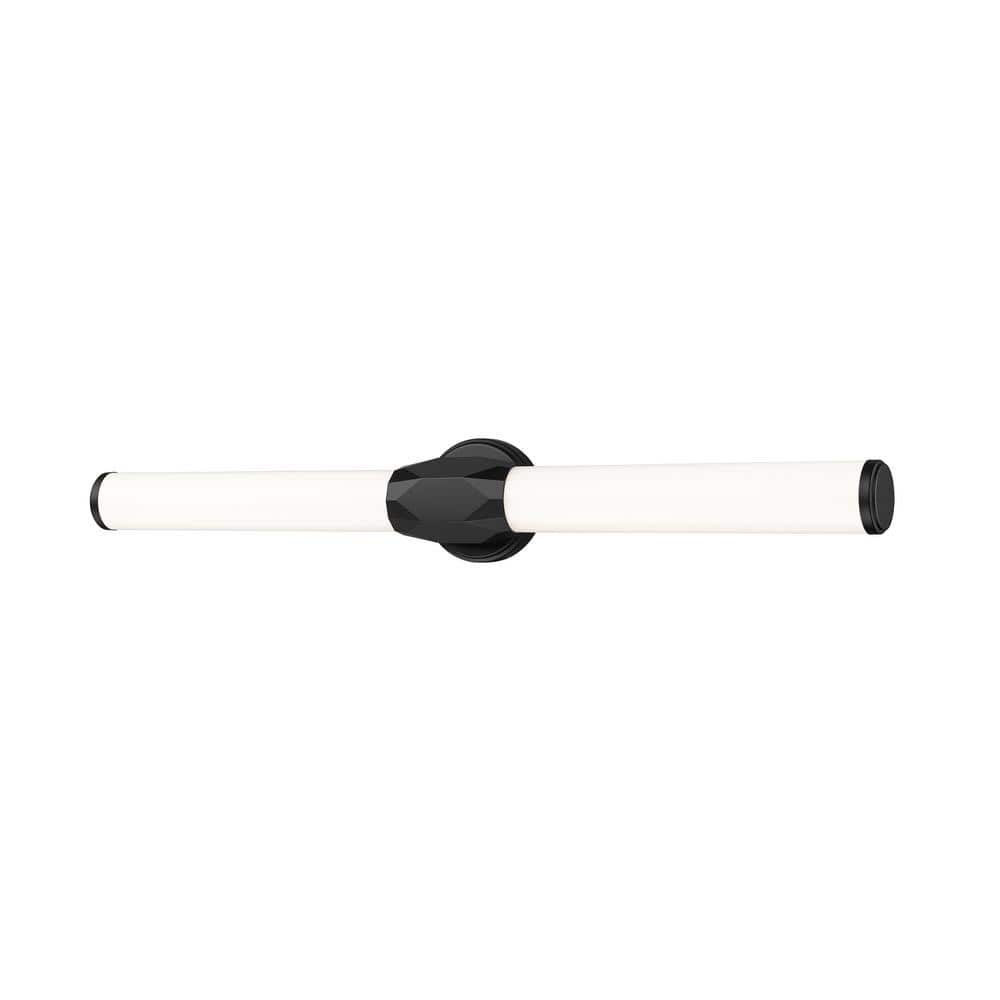 Cooper 32 in. 2-Light Matte Black Integrated LED Vanity Light with Frosted 