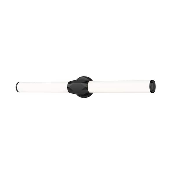 Unbranded Cooper 32 in. 2-Light Matte Black Integrated LED Vanity Light with Frosted Plastic Shade