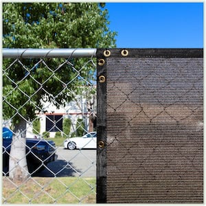5 ft. x 12 ft. Brown Privacy Fence Screen Mesh Fabric Cover Windscreen with Reinforced Grommets for Garden Fence