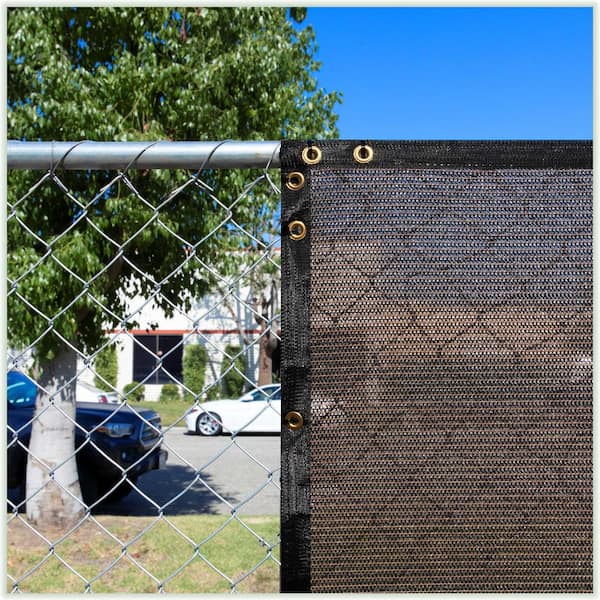 5 ft. x 12 ft. Brown Privacy Fence Screen Mesh Fabric Cover Windscreen with Reinforced Grommets for Garden Fence