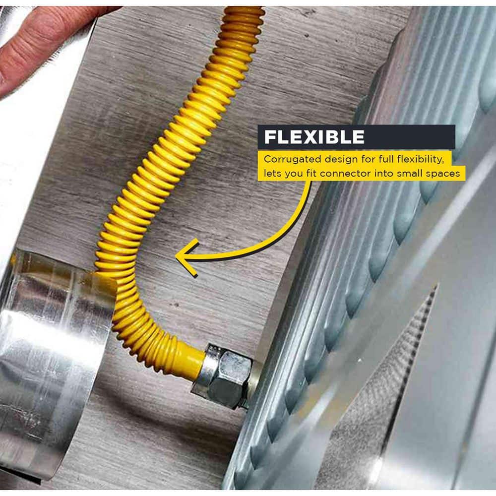 24-inch Yellow Coated Stainless Steel Flexible Gas Connector