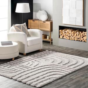 Maureen Modern Shag Beige 4 ft. x 6 ft. Area Rug