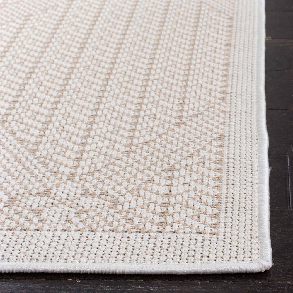 Cream Beige Geometric Braided Square Indoor Outdoor Rug
