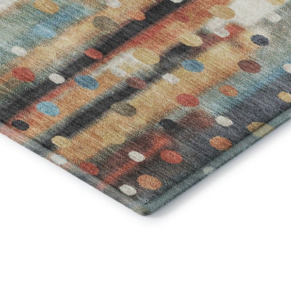 Mayfield Premium Machine Washable Abstract AMF2213 Teal 9 ft. x 12 ft. Area Rug
