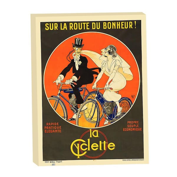 VENICE BEACH Collections Sur La Route Du Bonheur-La Cyclette Vintage French Cycling Poster, Grotto Studios Unframed Print 24 in. x 18 in.