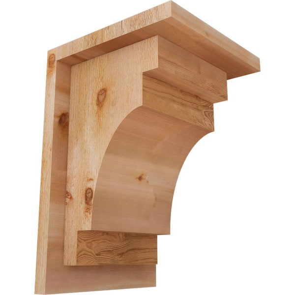 Ekena Millwork 8 in. x 8 in. x 12 in. Western Red Cedar Mediterranean Rough Sawn Corbel with Backplate
