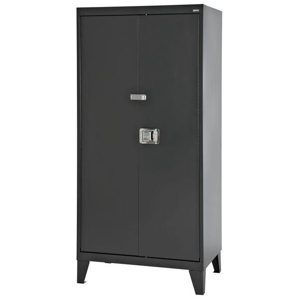 Sandusky 79 in. H x 46 in. W x 24 in. D 5-Shelf Steel Extra Heavy Duty 16-Gauge Freestanding Storage Cabinet in Black