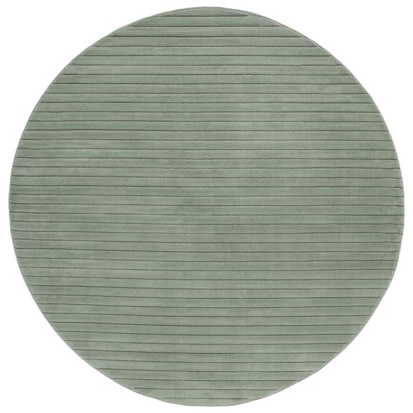 SAFAVIEH Selena 7 ft. x 7 ft. Green Solid Striped Round Area Rug