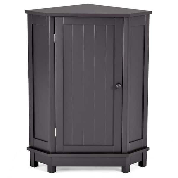 Contemporary Bathroom Triangle Storage Cabinet with Adjustable Shelves,  Black Brown - ModernLuxe