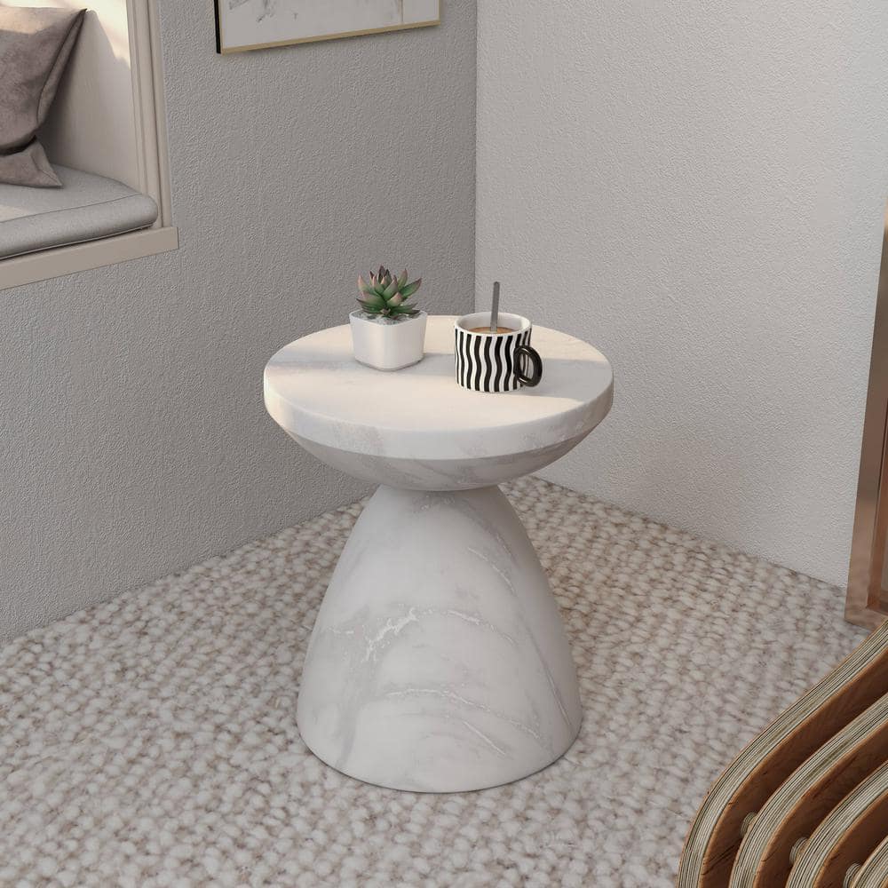 Leisuremod Dune Modern Round Side Table in Fiberstone for