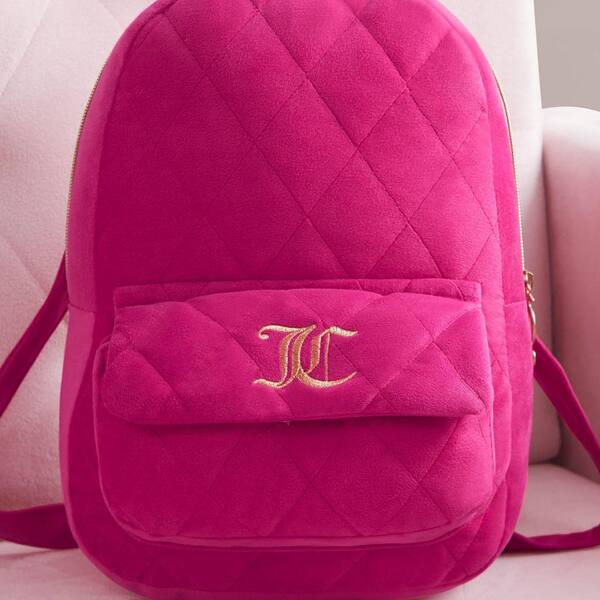 JUICY COUTURE Quilted Backpack Hot Pink Solid Polyester 12 in. x