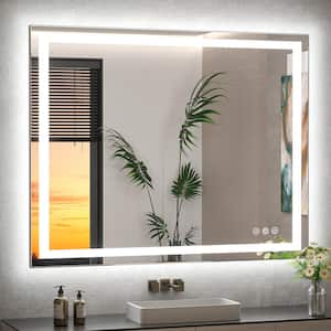 40 in. W x 32 in. H Rectangular Frameless LED Light Anti-Fog Wall Bathroom Vanity Mirror with Backlit and Front Light