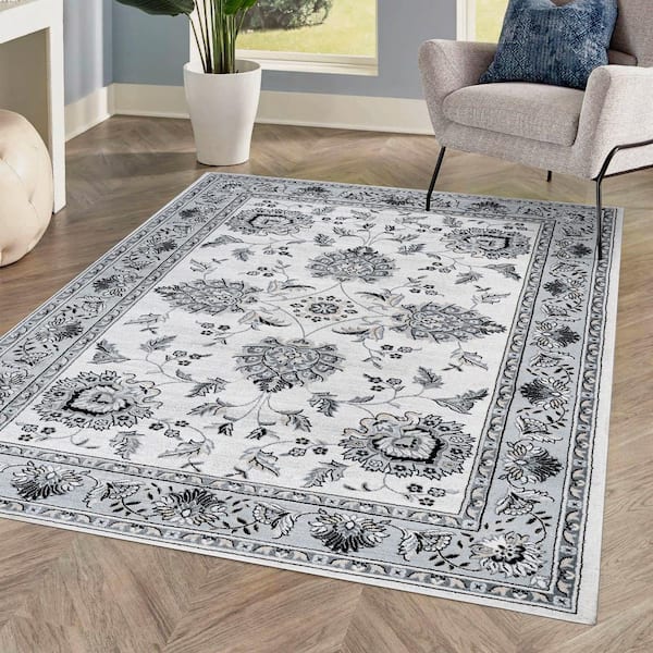JONATHAN Y Cherie French Cottage Cream/Light Gray 8 ft. x 10 ft. Area Rug
