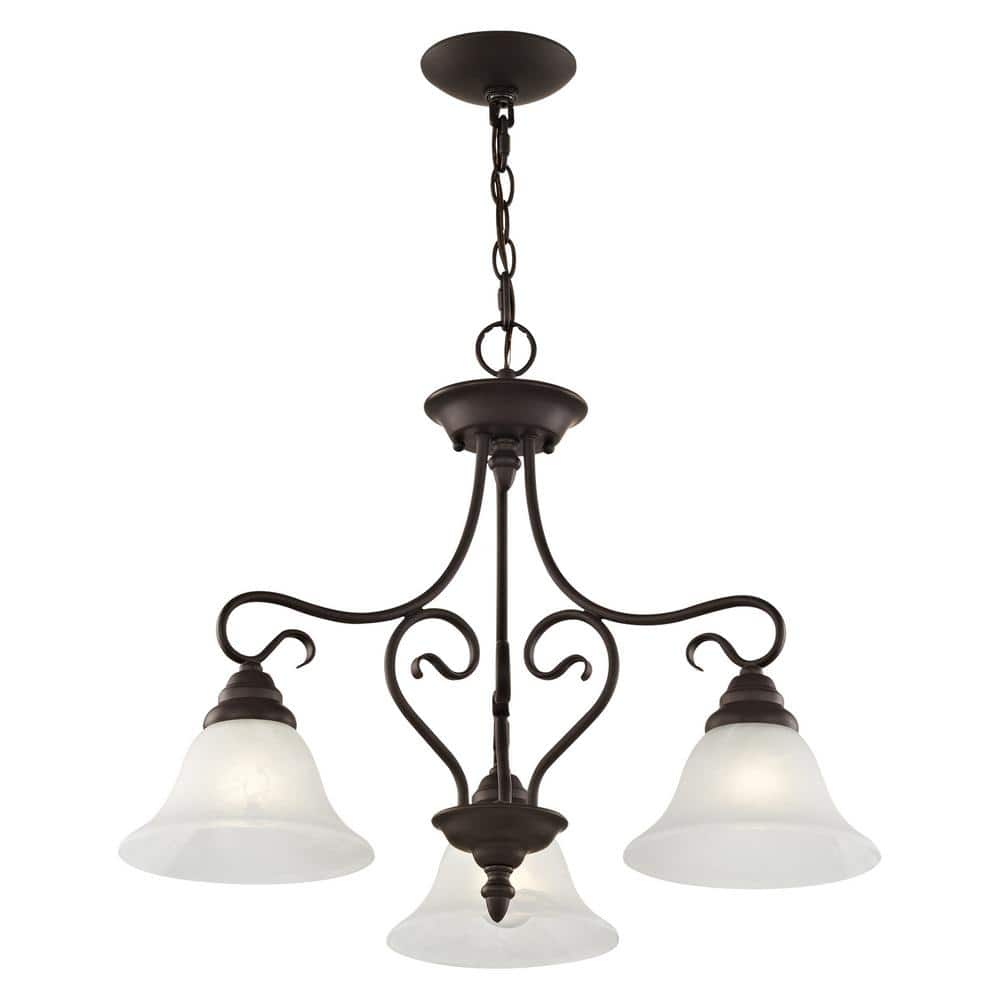 Timeless Bronze 3-Light Chandelier with White Alabaster Glass