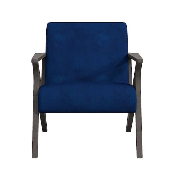 EVERGLADE HOME Jenson Navy Velvet Solid Wood Frame Accent Chair