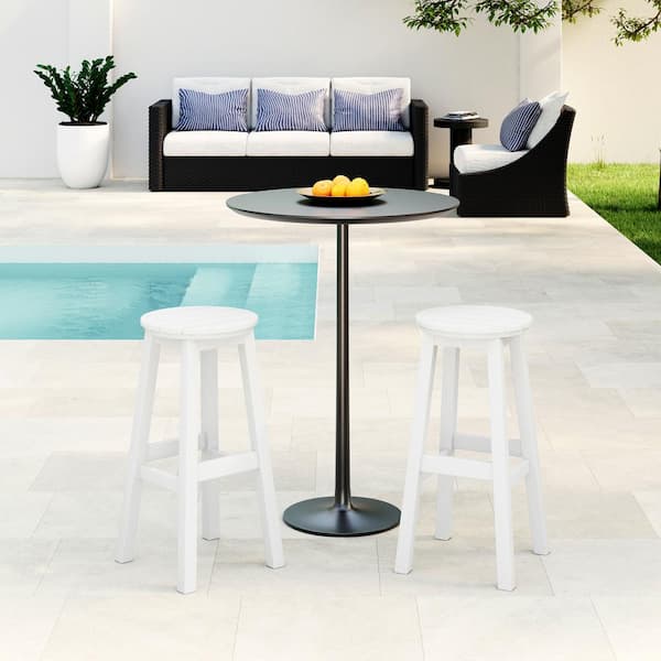 WESTIN OUTDOOR Laguna 29 in. HDPE Plastic All Weather Backless Round ...