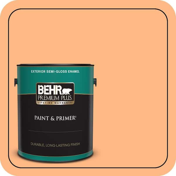 BEHR PREMIUM PLUS 1 gal. #250B-4 Coral Gold Semi-Gloss Enamel Exterior Paint & Primer