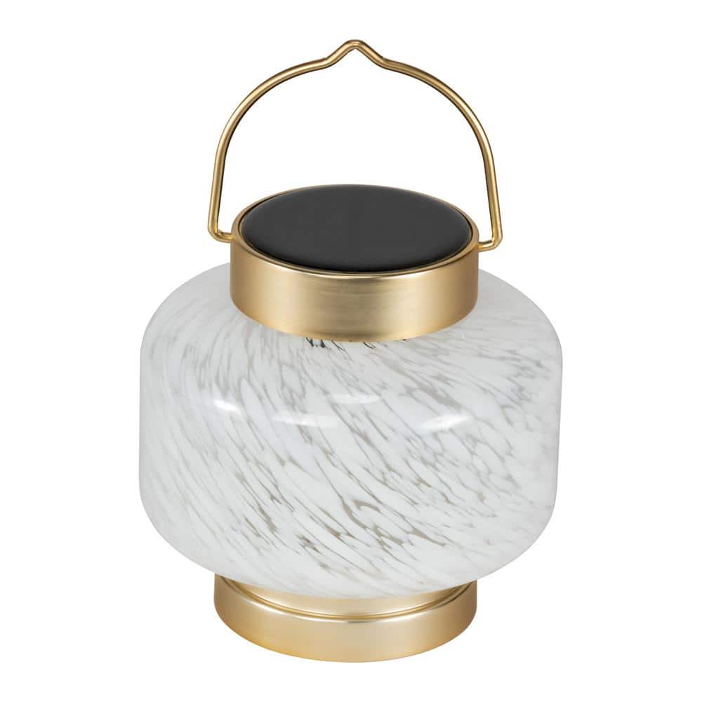 5.5'' White Glass Solar LED Outdoor Lantern