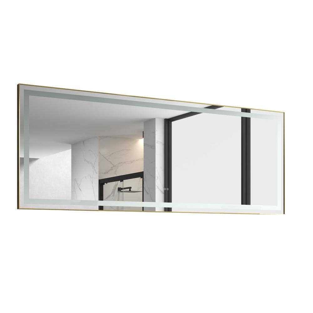 118 in. W x 36 in. H Oversized Rectangular Framed LED Light Anti-Fog Wall Bathroom Vanity Mirror in Gold price history on PriceWatchPro