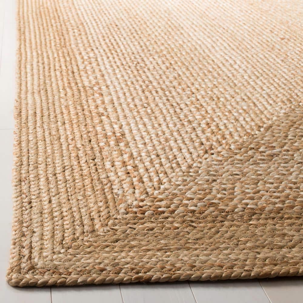 Ivory and Natural Jute Square Flatwoven Rug