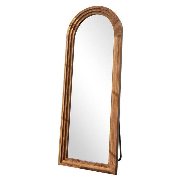 XRAMFY 65 in. H x 23 in. W Arched Classic Brown Wood Framed Full Length