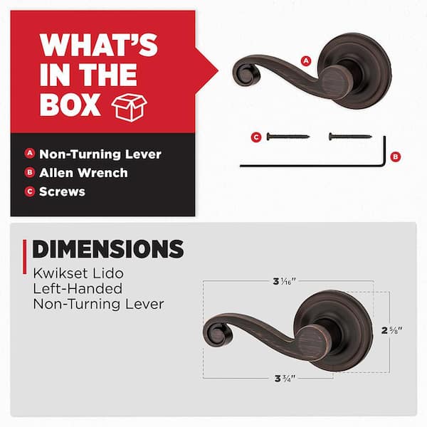 Kwikset Lido Venetian Bronze Left-Handed Half-Dummy Door Handle