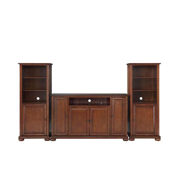 Crosley Alexandria TV Stand and 2-Audio Piers in Mahogany